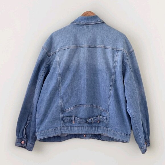 Pilcro Jean Jacket Women M Blue Comeback Boyfriend Denim Anthro Oversize Stretch - Picture 2 of 16